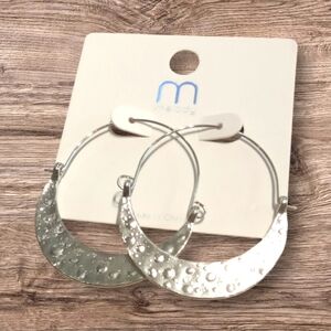 Hammered Silver Hoop Earrings